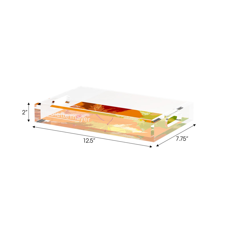 Autumn Leaves Acrylic Rectangle Decorative Tray, 12.5"W x 7.75"D x 2"H
