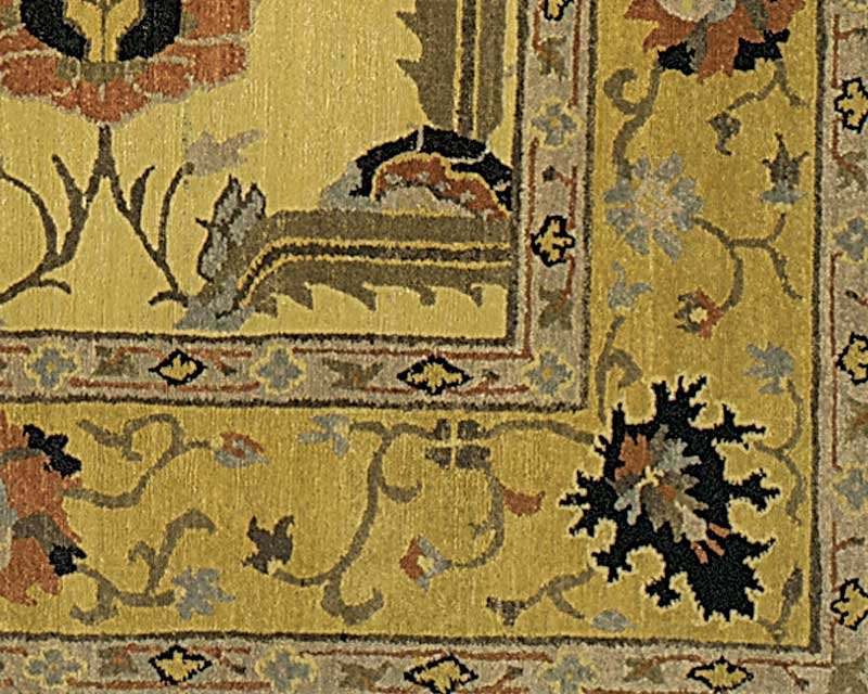 Kilkenny Wool Oriental Area Rug in Beige/Gold, Rectangle 3' x 5'