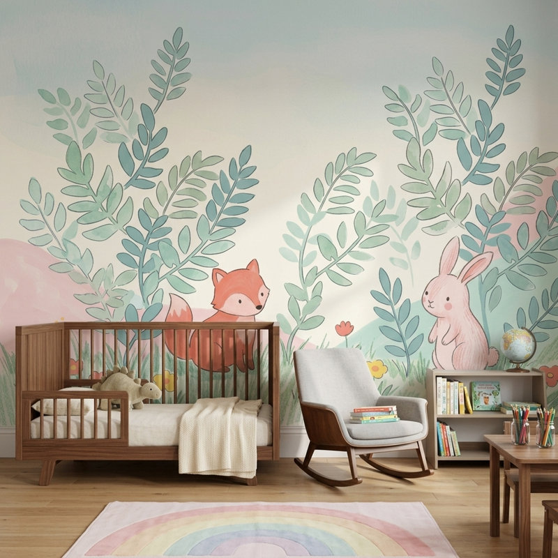 Décoration murale amovible Woodland, 140 po x 108 po, Peler et coller