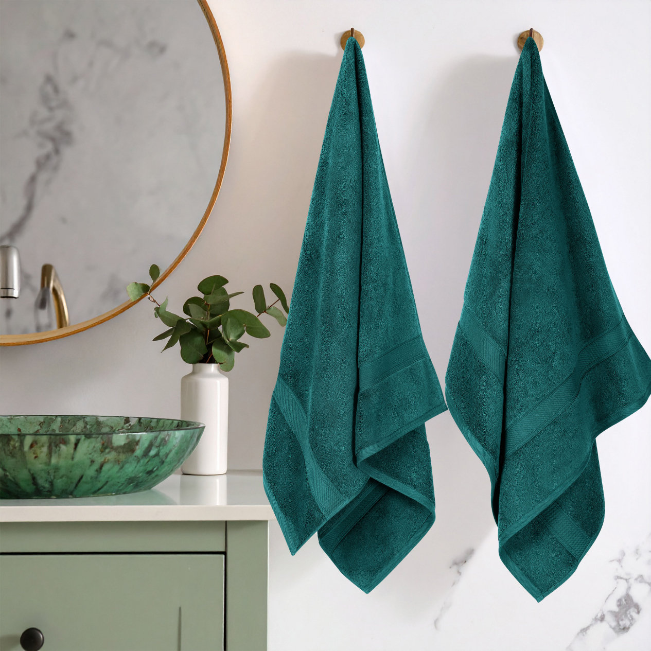 2-Piece Egyptian Cotton Bath Towel Set, Teal