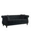 3 places en velours noir. Avec accoudoirs roulés, garniture cloutée. Et confortable. Pour le salon, la chambre à coucher, le bureau. Capacité de charge de 250 lb. Assemblage requis pour la vie, cadre de chambre à coucher. Mousse douce