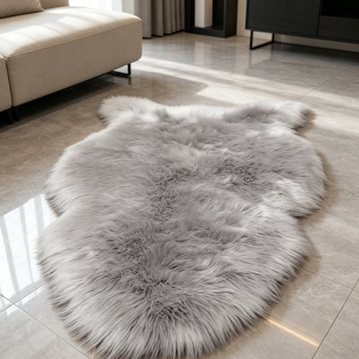 Solid Colour Faux Sheepskin 90cm X 60cm Area Rug