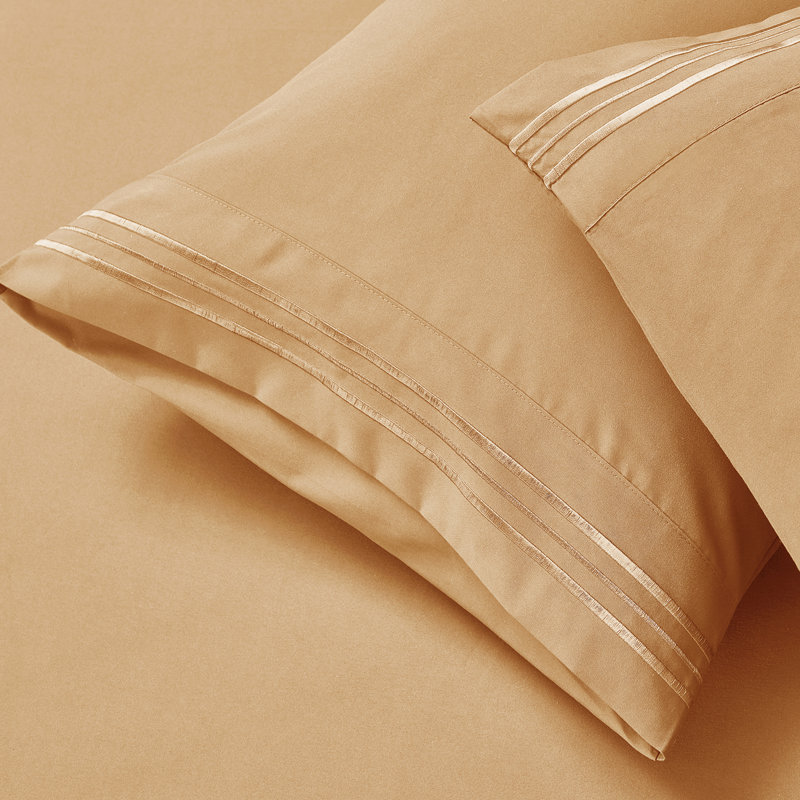 1800 Series Double-Brushed Microfiber Hypoallergenic Sheet Set, Light Orange, King Sheet Set with 2 Pillowcases