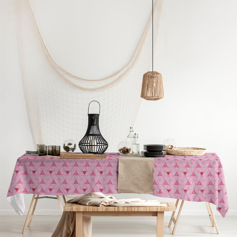 Nappe géométrique en coton - Triangles dessinés à la main, collection Jordao, lavable à la machine, L 102 po x l 58 po