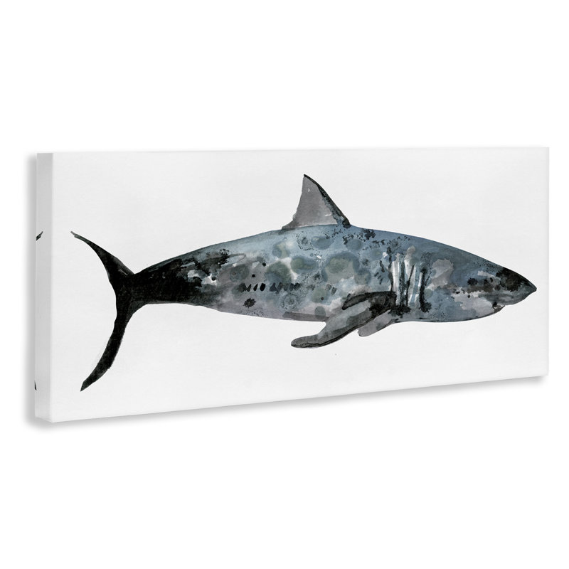 Shark Minimal Sea Life par Stellar Design Studio - impression d'art graphique, H 17 po x l 40 po