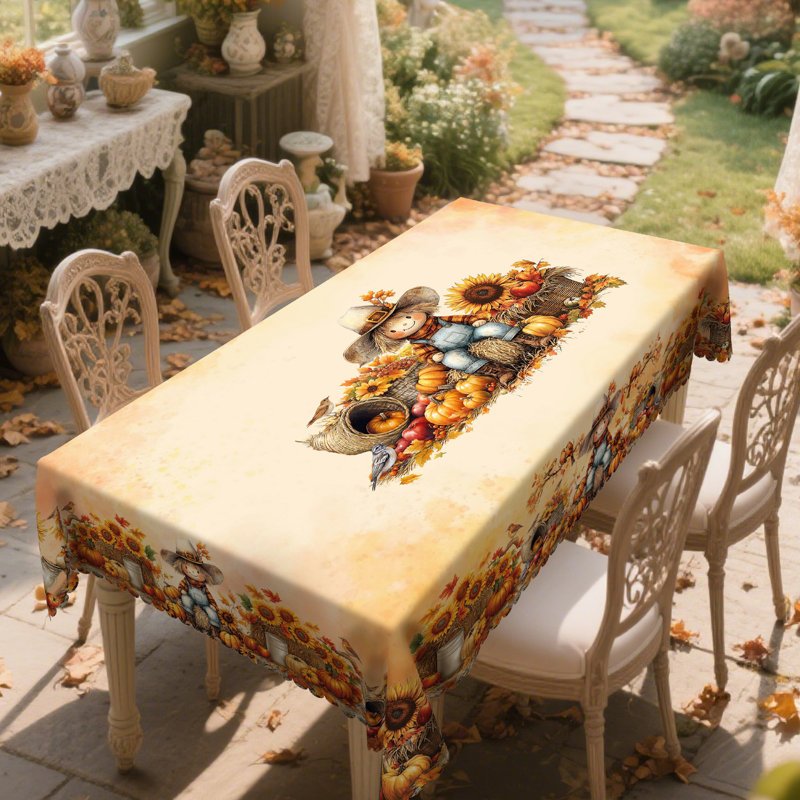 1 nappe en polyester de l'Action de grâce d'automne, écureuil, citrouille, motif à motif de hérisson, nappe rectangulaire d'automne et moisson d'automne, cadeau de l'Action de grâce, convient à l'automne, intérieur / extérieur, camping et pique-nique