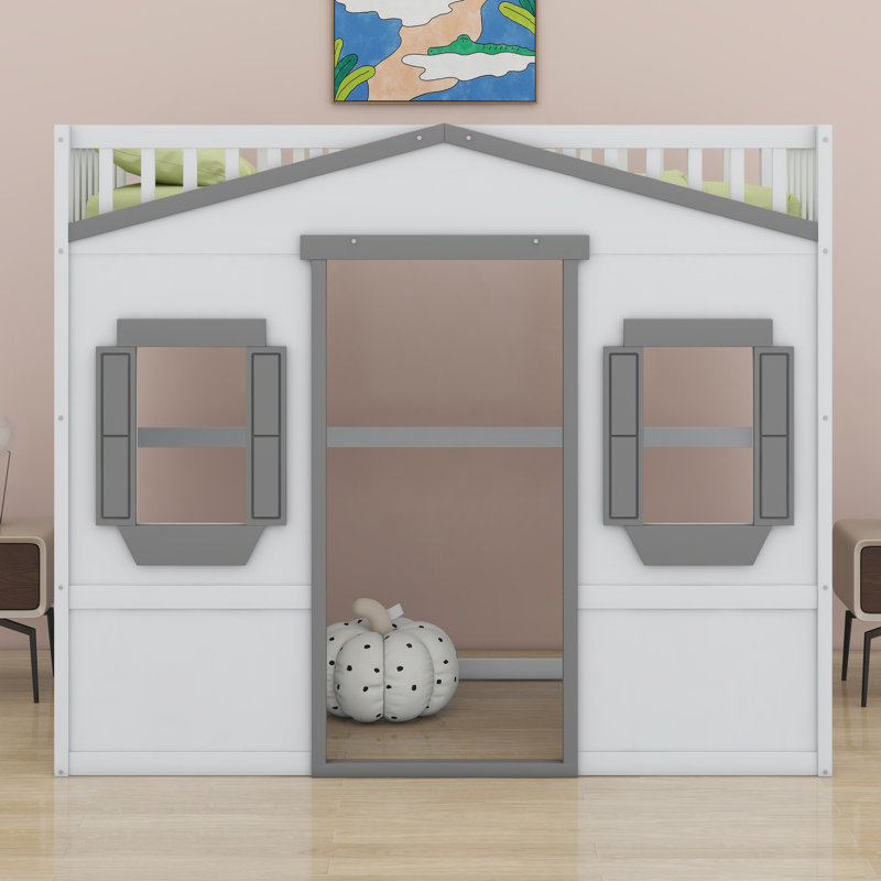 Lit mezzanine avec échelle House, Blanc / Gris