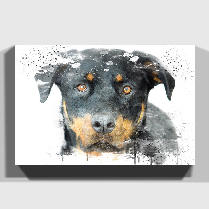 Rottweiler Dog - Rectangle Print on Canvas, Wrapped Canvas, 29.7cm H x 42cm W x 0.01cm D
