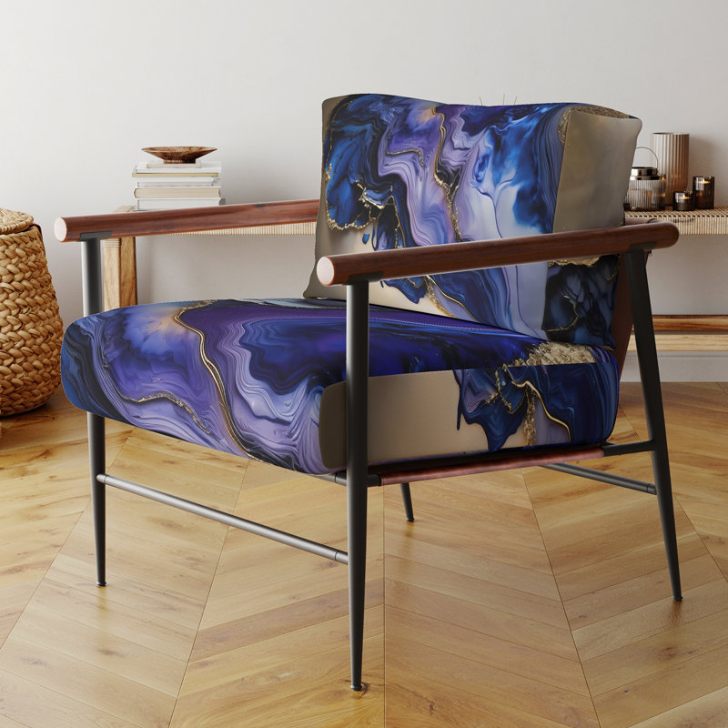 Crillon - Fauteuil d'appoint rembourré en marbre, Noir, noir, noir, noir
