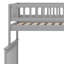 Lit superposé simple au-dessus d'un lit double en bois massif avec lit gigogne simple et escalier de rangement-1712786104