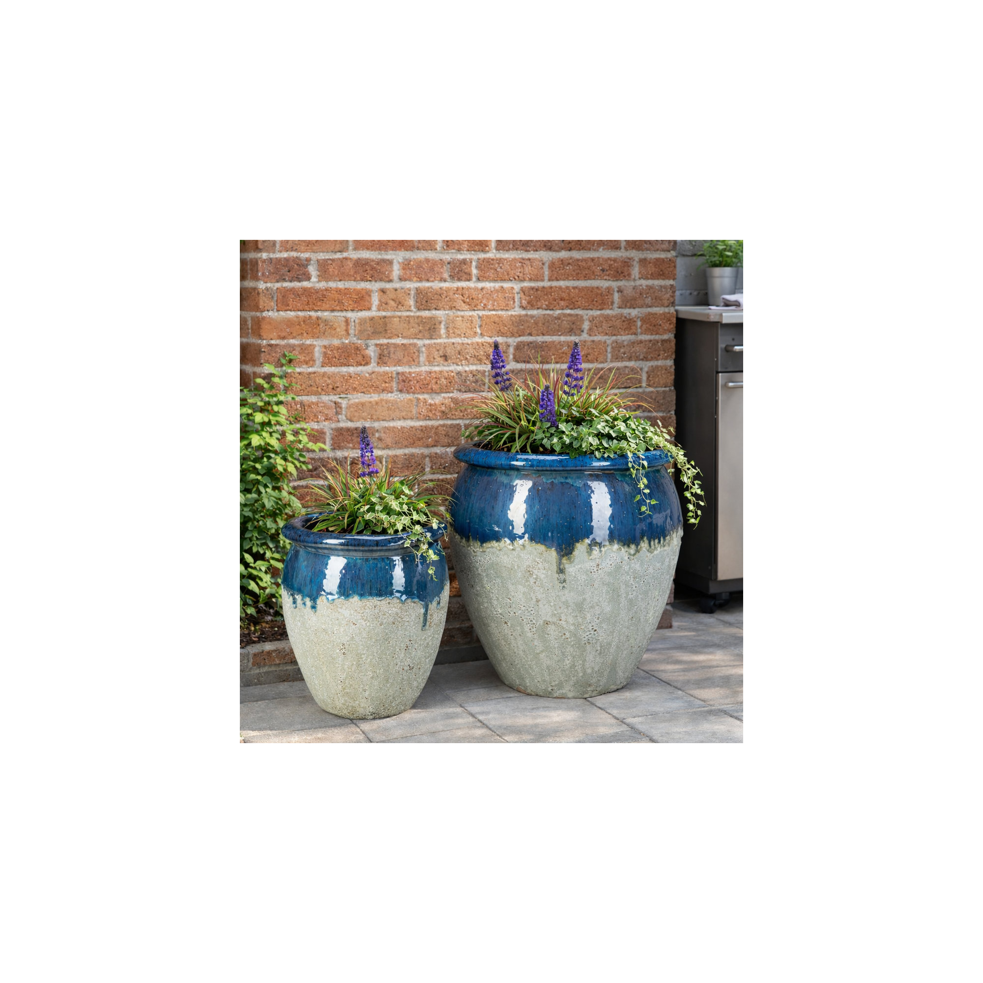 Maricopa Water Jar Set Of 2 A,B, Azul/Graystone