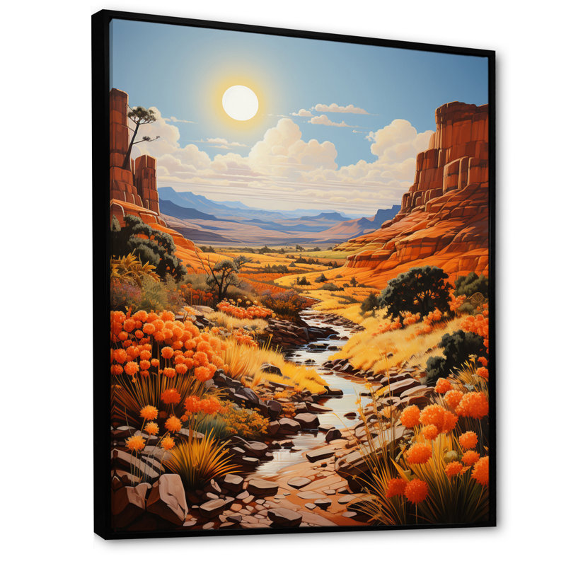 «Beckem Nevada Canyon Mirage I», reproduction sur toile, H 32 po x l 16 po x P 1 po, Cadre flottant noir