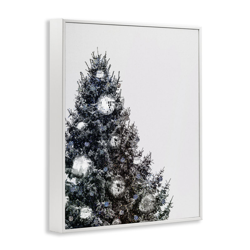 Ornements disco sur arbre, estampe numérique par Victoria Barnes, Giclée encadrée blanc bord de mer, H 20 po x l 16 po