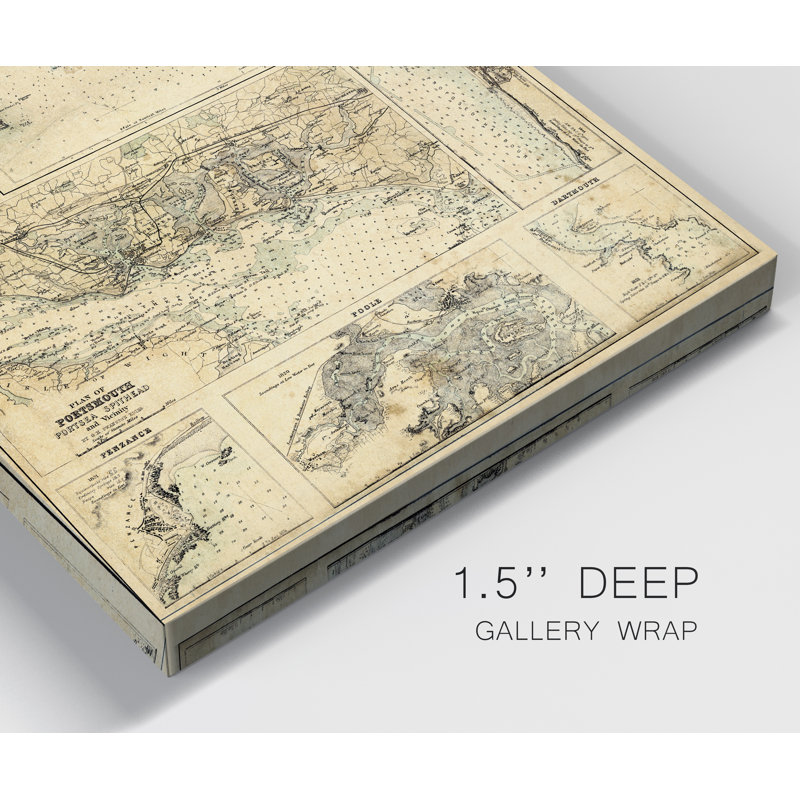 Carte de la côte de - reproduction sur toile, H 12 po x l 8 po x P 1 po