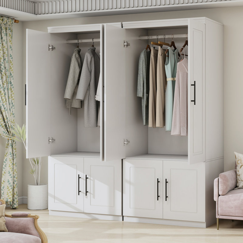 Armoire-penderie 4 portes, blanc