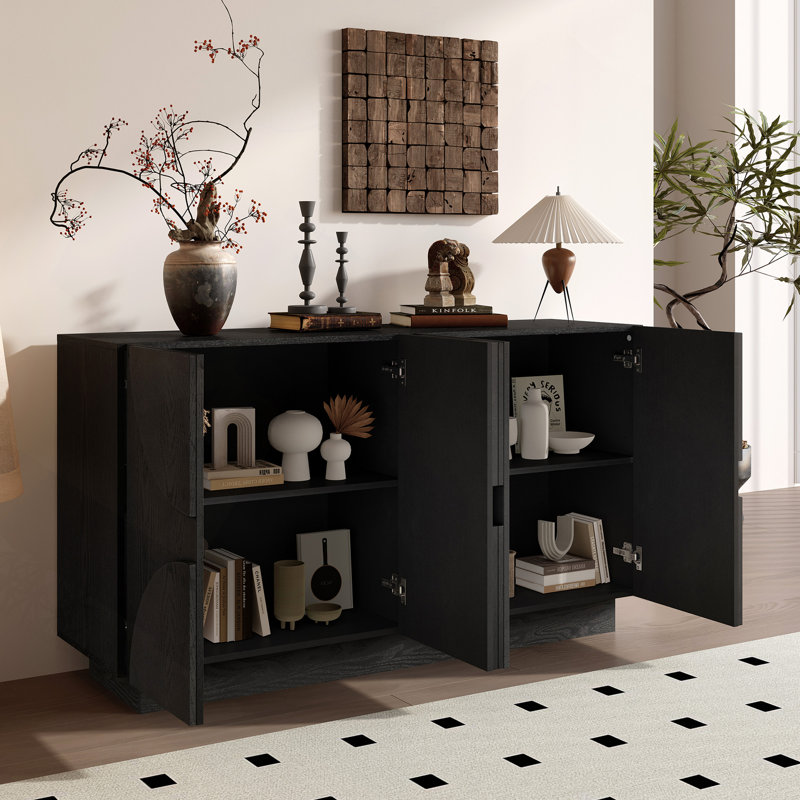 4-Door Large Storage Sideboard, Black