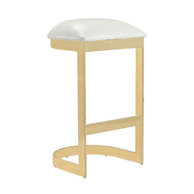 Aura Modern Vegan Leather Upholstered Metal Bar Stool in White
