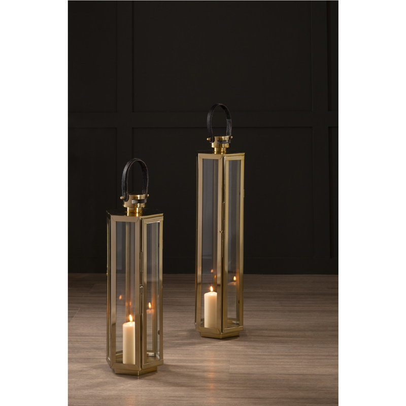 Francesca Tabletop Lantern, 66 cm H x 19 cm W x 19 cm D, Gold