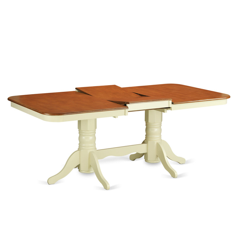 7 Piece Dining Table Set Consist of a Rectangle Dinner Table with Butterfly Leaf and 6 Dining Room Chairs, Buttermilk & Cherry