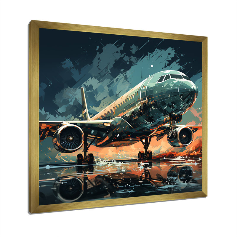 Reproduction sur toile d'aéronefs, H 16 po x l 16 po x P 1 po, Cadre doré simple