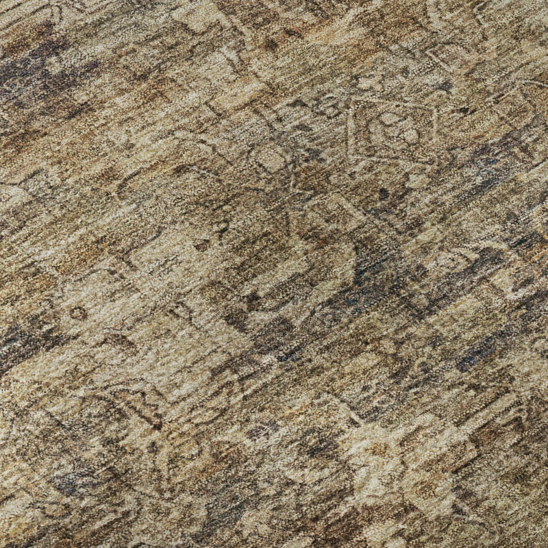 Premium Machine Washable Mayfield AMF2324 Ikat Rug, 5' x 7'6", Brown