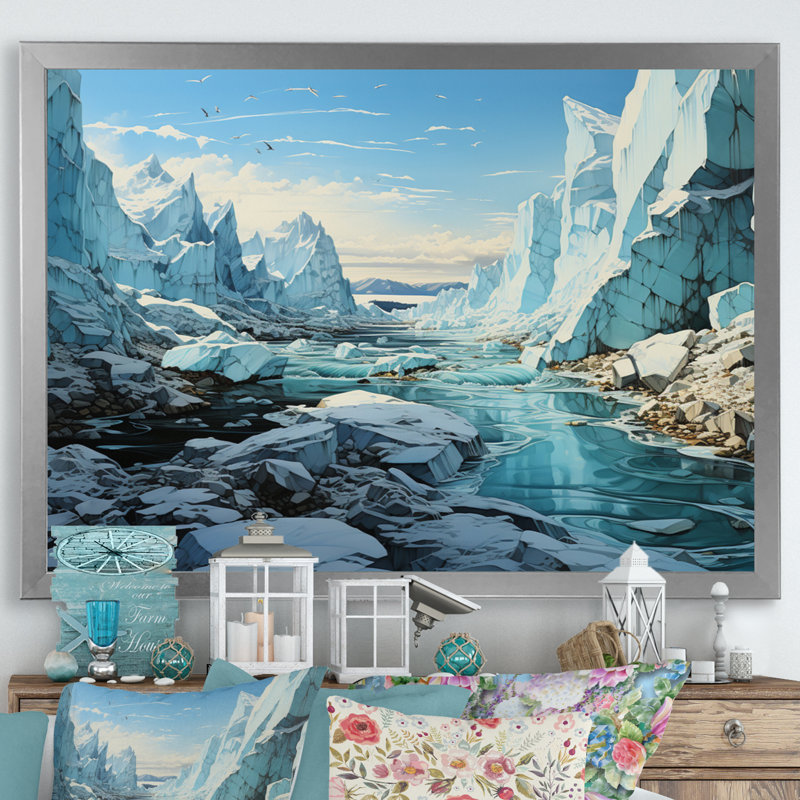 Bittick Glacier Glacial Winter Symphony II - impression, Cadre simple argenté, H 30 po x l 40 po x P 1,5 po