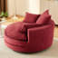 Fauteuil d'appoint rond pivotant à 360 ° avec siège de 38 pouces de profondeur, coussin à deux couches, 3 coussins amovibles, velours côtelé doux pour un confort complet dans la chambre à coucher, mécanisme silencieux, tissu-190806677