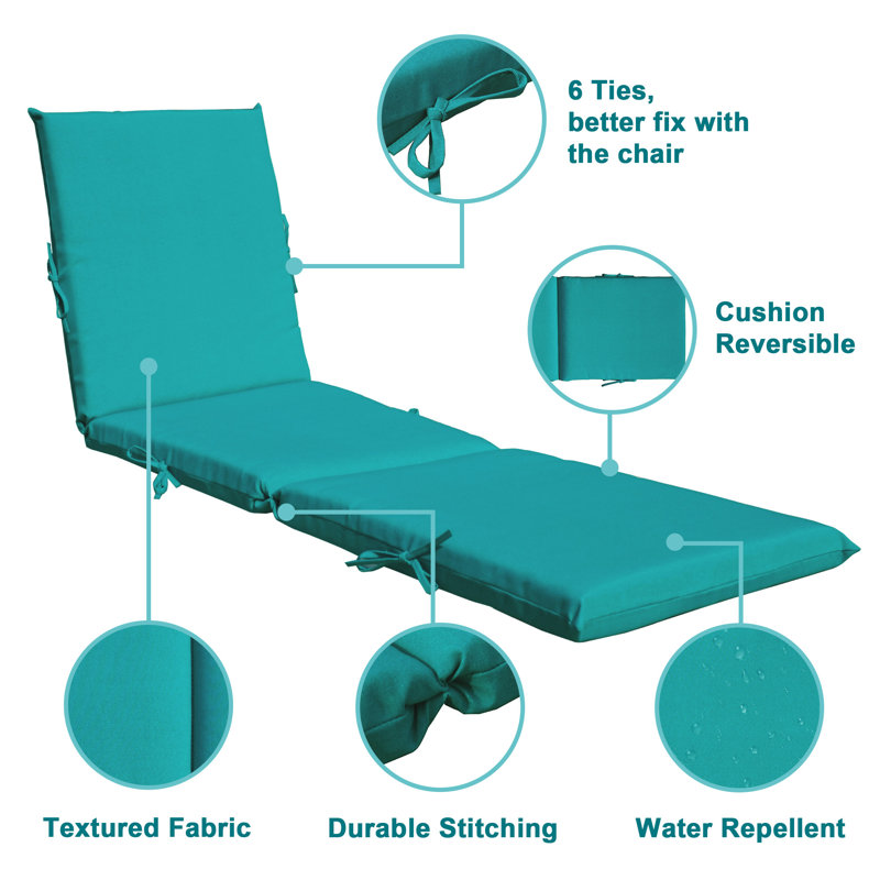 Indoor/Outdoor Patio Chaise Lounge Cushion, Green