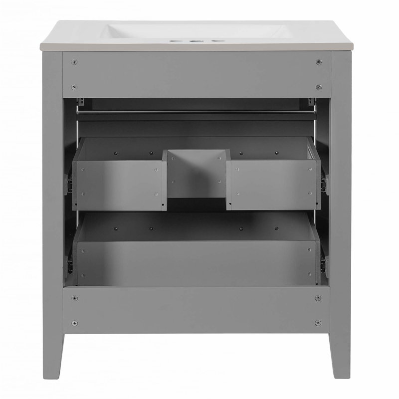 Meuble-lavabo 30 po avec lavabo en céramique, Gris