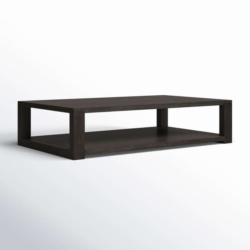 Aydeen Solid Wood Top Single Coffee Table, Dark Anthracite