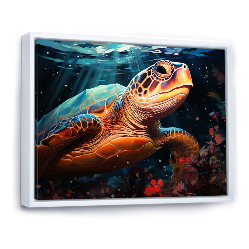 Contemporary Marine Life III, Cadre flottant blanc, H 24 po x l 32 po x P 1 po