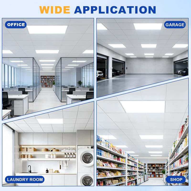  2x4 Led Flat Panel Light, 10800lm, 150lm/w, 30w/40w/50w/60w/72w Selectable, 5cct Switchable,drop Ceiling Lights Fixture For Office Kitchen Basement Laundry Etl Listed, 6pack