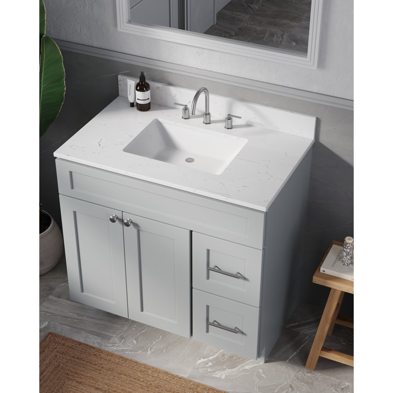 Ensemble de meuble-lavabo simple 36 po Chrisna, Gris
