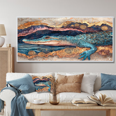 Aligator And Marble Felections III - Crocodile Wall Art
