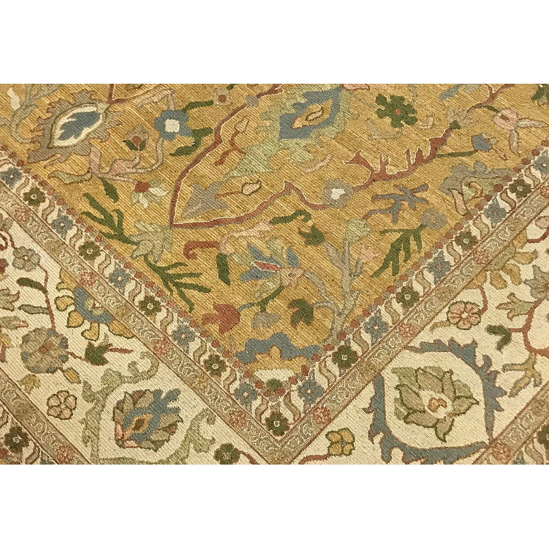 Tapis beige noué à la main de haute qualité