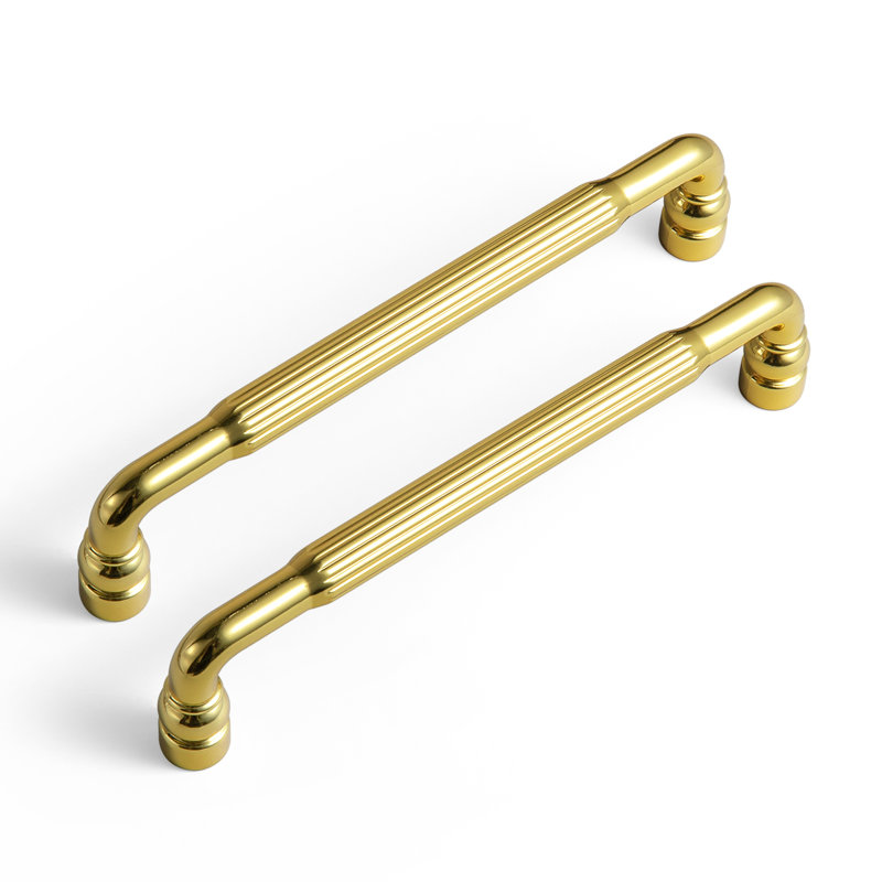 Poignée de meuble tubulaire rainurée, 5", Rich Gold