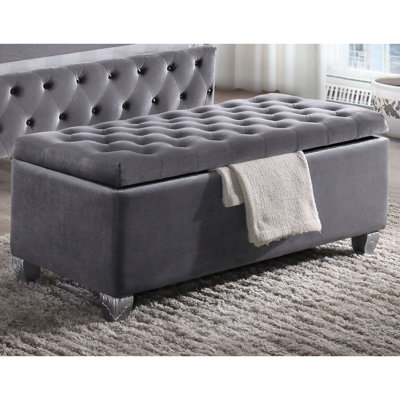 Confortable banc de rangement à dessus relevable gris avec style luxueux