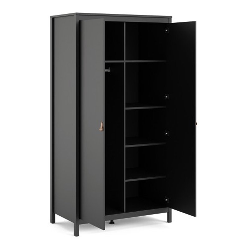 Larenza 2 Door Solid Wood Wardrobe, Black