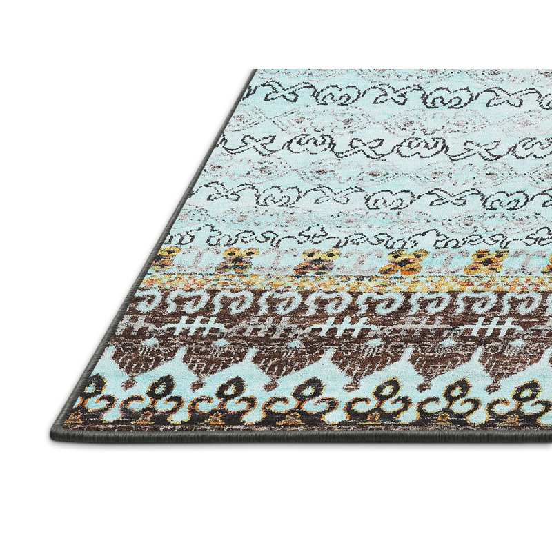Tapis abstrait bleu / brun, Rectangle 7 pi x 9 pi