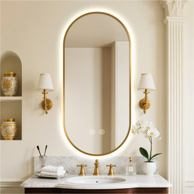 Miroir de salle de bain ovale rétroéclairé à DEL 24 po x 36 po
