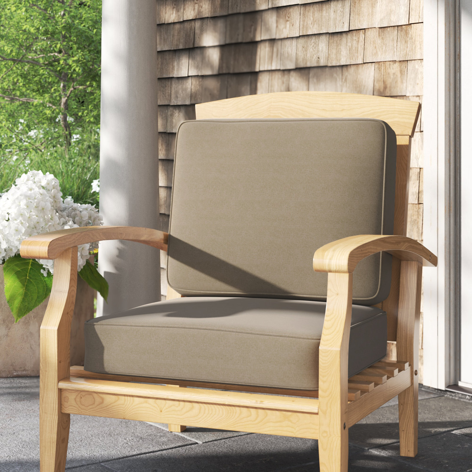 Outdoor Sunbrella Seat/Back Cushion, 23.5" W x 23" D, Canvas Taupe Sunbrella® Canvas