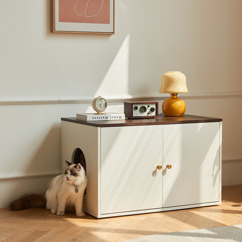 Cronan Litter Box Enclosure, Brown/White