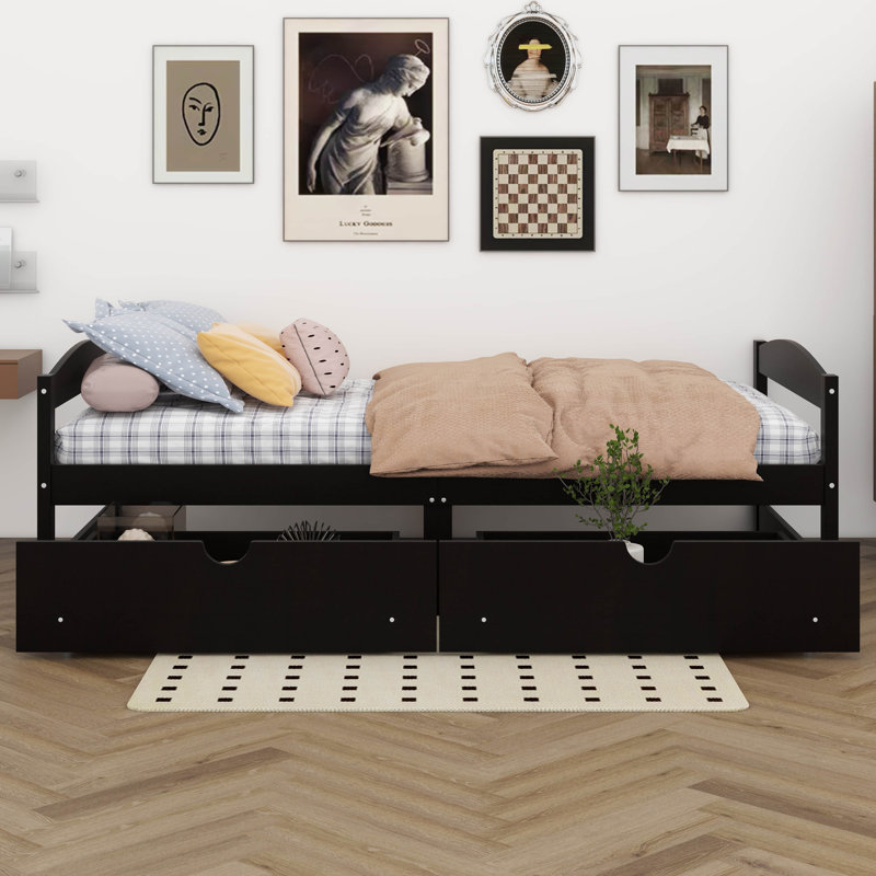 Platform Bed With Two Drawers, Espresso