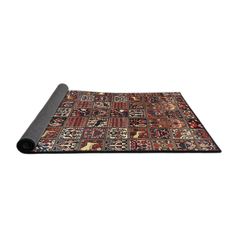 Tapis traditionnel rouge / noir, Rond 4 pi