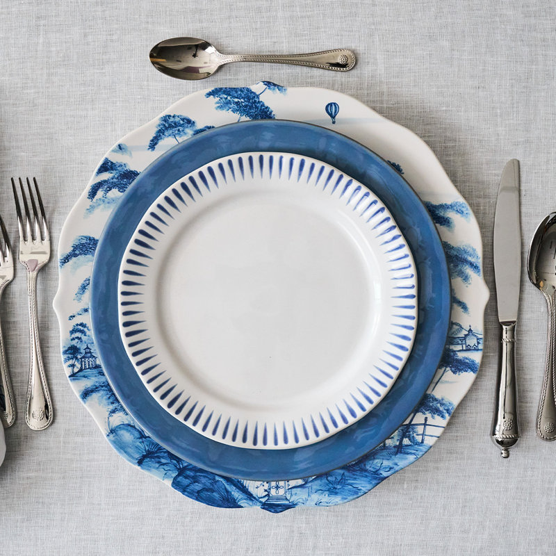 Sitio Stripe Dessert/Salad Plate, Delft Blue