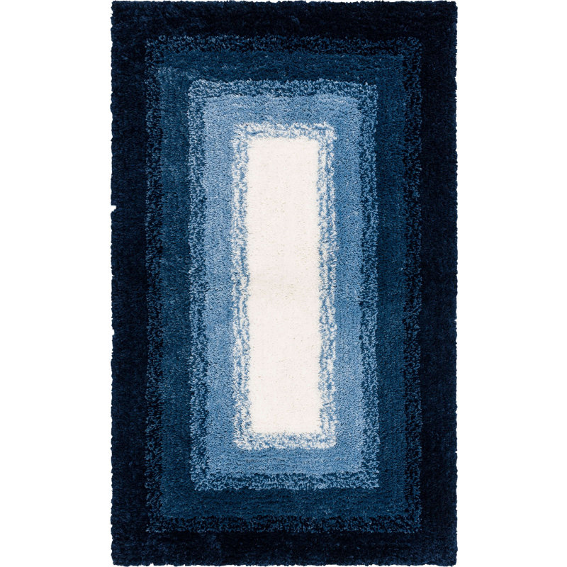 Sparkman Ombre Border Polyester Machine Washable Bath Rug, 20" W x 34" L, Twilight
