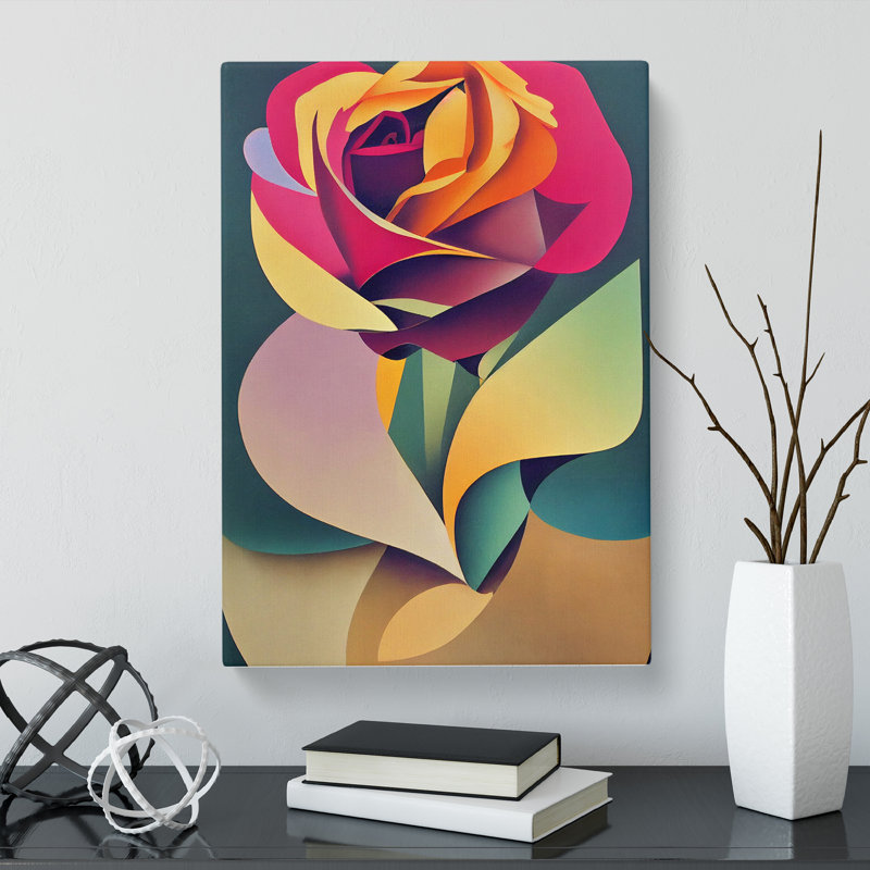 Sakho Rose Flower Abstract Vol.2 - Wrapped Canvas Print, 50cm H x 35cm W