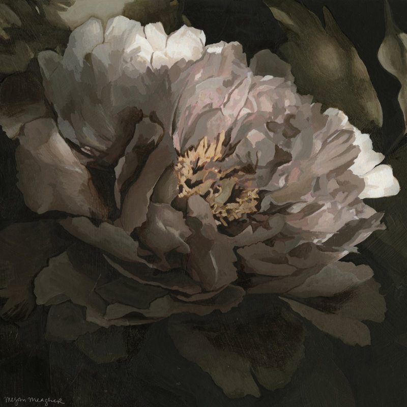 Moonlit Peony I - Wrapped Canvas Painting, 30cm H x 30cm W