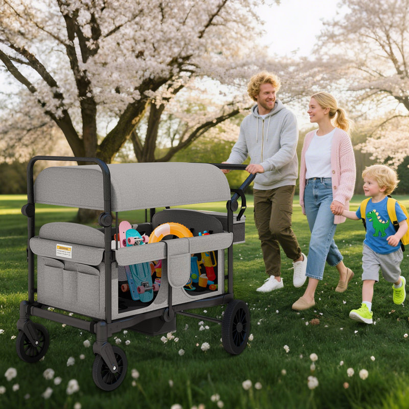 Poussette pour 4 enfants avec poussette pliable, Gris