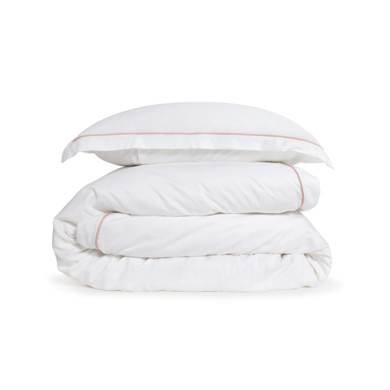 Ensemble de housse de couette en rayonne Sheena, Housse de couette pour grand lit et 2 taies décor, Blanc / rose